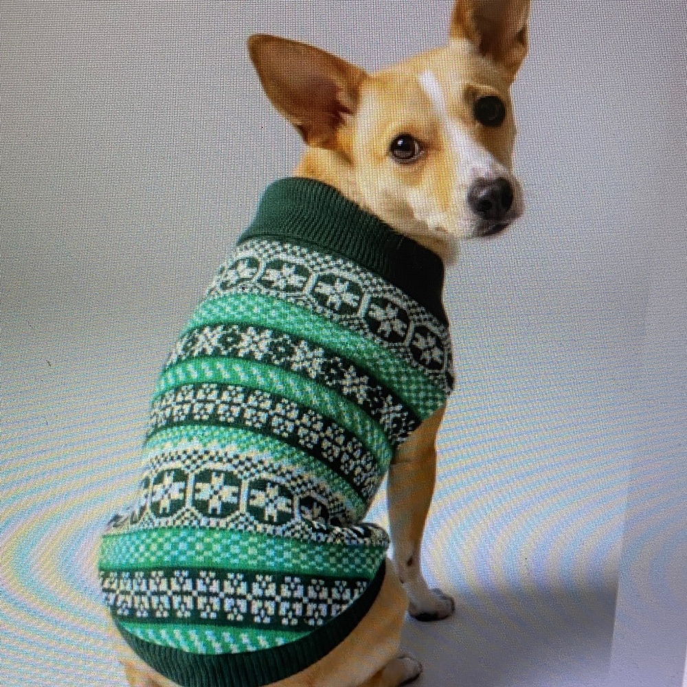 Green Fair Isle Knit Dog Sweater - Unbranded